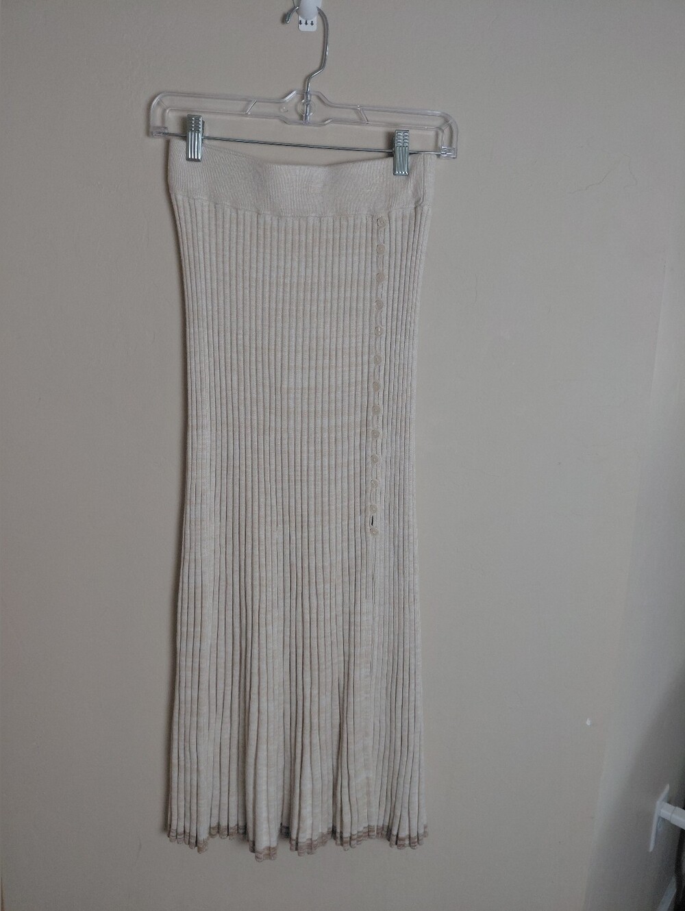 HANSEN & GRETEL Women's Knit Midi Skirt Size XS Heathered Oatmeal